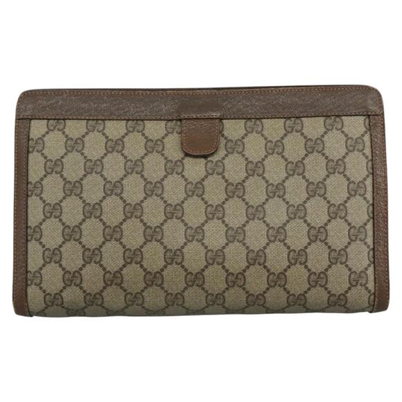 GUCCI GG Supreme Web Sherry Line Clutch Bag Pvc Beige Red 89 01 033 - Picture 2 of 16